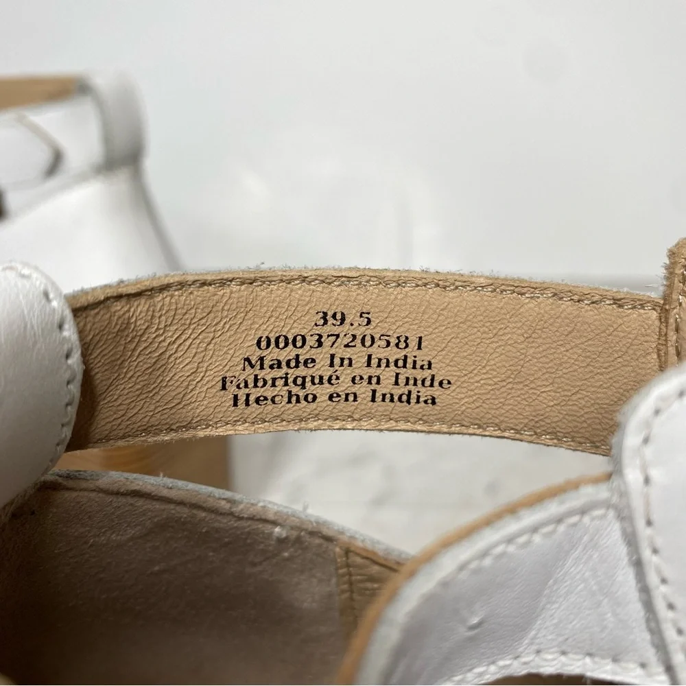 New! Free People Brady Square Toe White Leather Buckle Shootie Bootie 39.5